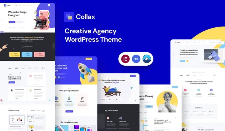 Preview of the Collax WordPress theme by ThemePure — Creative agency.