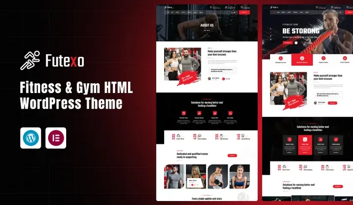 Preview of the Futexo WordPress theme by ThemePure — Gym & fitness.