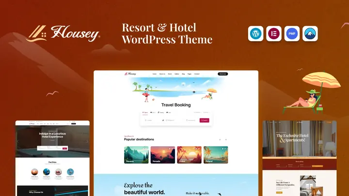 Preview of the Housey WordPress theme by ThemePure — Resort & hotel.