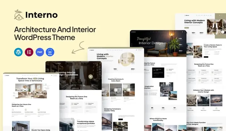 Preview of the Interno WordPress theme by ThemePure — Architecture & interior.