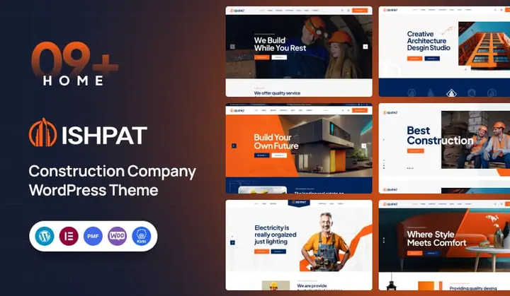 Preview of the Ishpat WordPress theme by ThemePure — Construction.