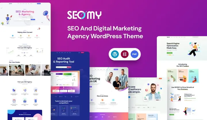 Preview of the Seomy WordPress theme by ThemePure — Marketing & SEO.