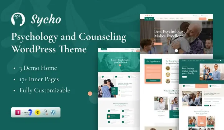 Preview of the Sycho WordPress theme by ThemePure — Psychology & counselling.
