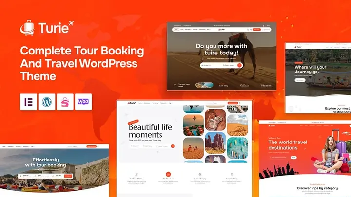 Preview of the Turie WordPress theme by ThemePure — Travel & tour booking.