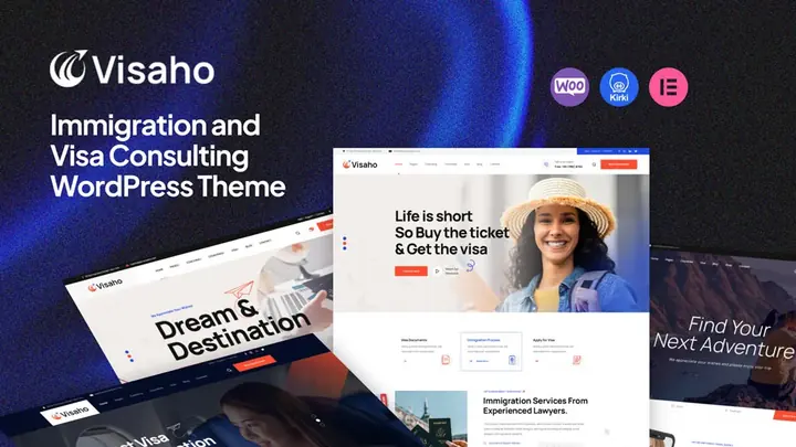 Preview of the Visaho WordPress theme by ThemePure — Immigration & visa.